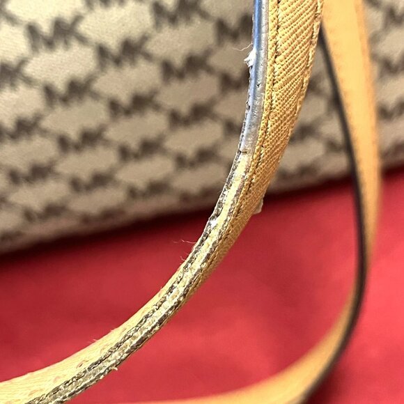 Michael Kors Dee Dee Brown And Creme Coated Canvas Leather Trim Bag - Picture 13 of 16